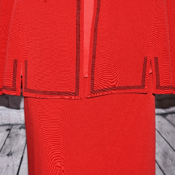 3pc Lourdes Chavez Haute Couture Red Silk Skirt Designer Suit Size S/M NEW!!! - Picture 8 of 15